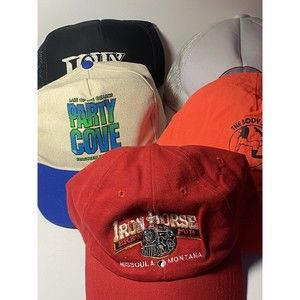 Vintage Adjustable Trucker Hat Lot - 5 Hats Various Patches & Logos - See Photos